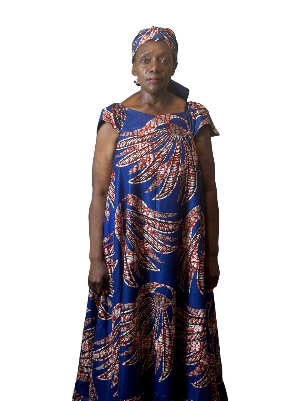 Red  &  Blue Green Wax Print Dress Fit sizes 12-22