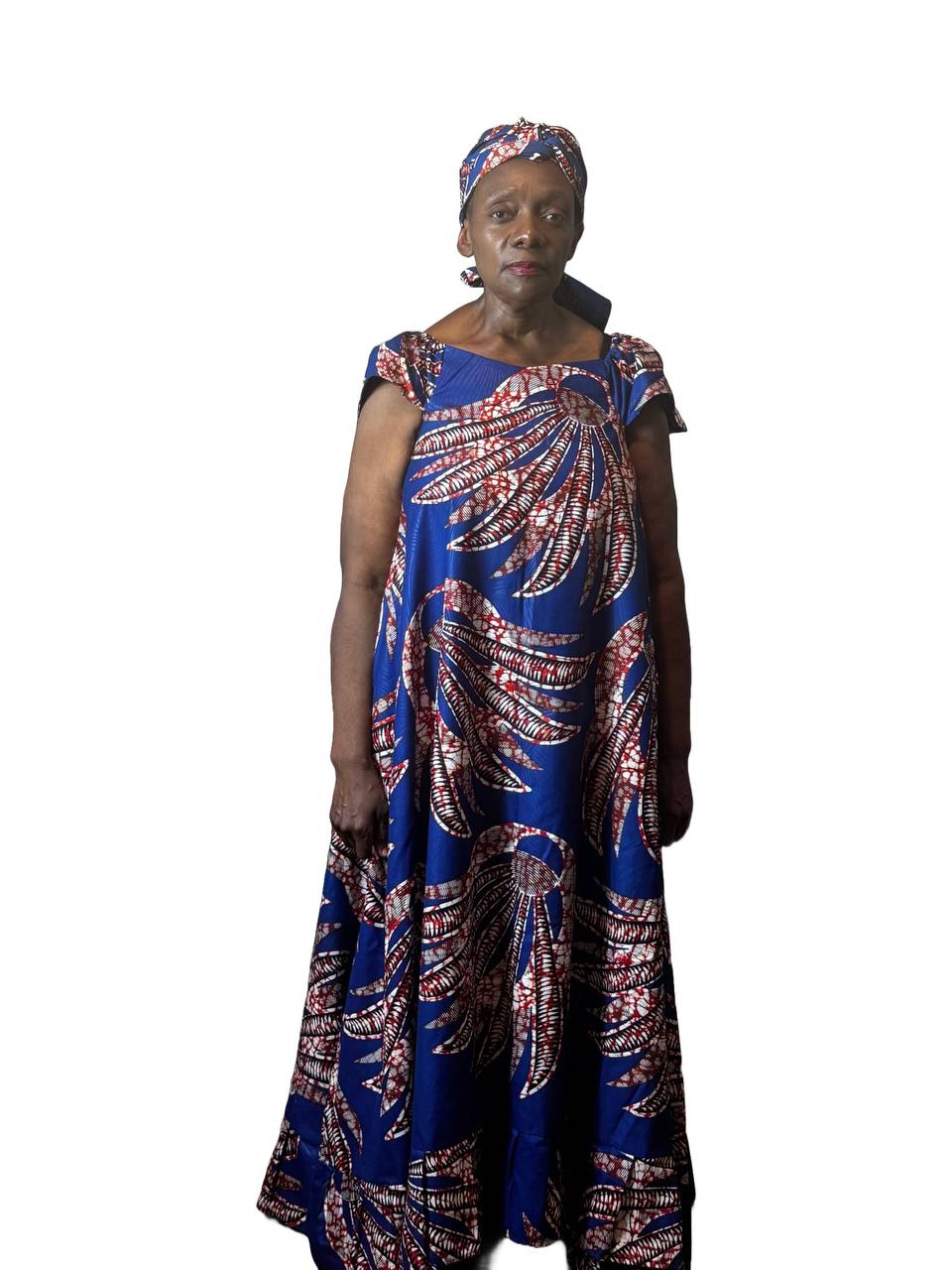 Red  &  Blue Green Wax Print Dress Fit sizes 12-22