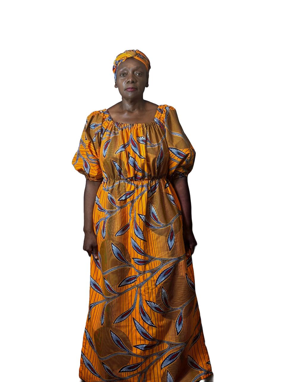 Yellow African Print Dress Fit sizes 12-24